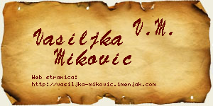 Vasiljka Miković vizit kartica